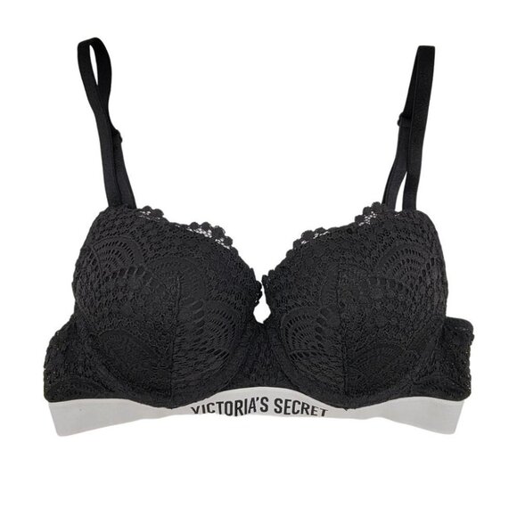 Victorias Secret Perfect Shape Bra Size 32B Black Lace Underwired Adjustable - Picture 1 of 10
